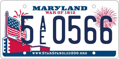 MD license plate 5AE0566