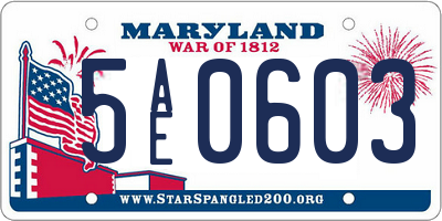 MD license plate 5AE0603