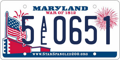 MD license plate 5AE0651