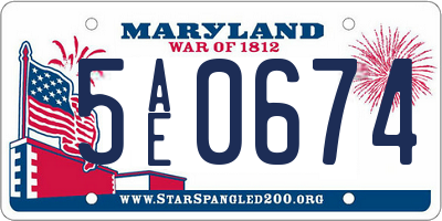MD license plate 5AE0674