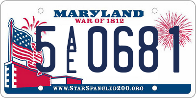 MD license plate 5AE0681