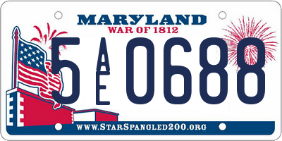MD license plate 5AE0688