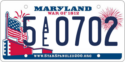 MD license plate 5AE0702