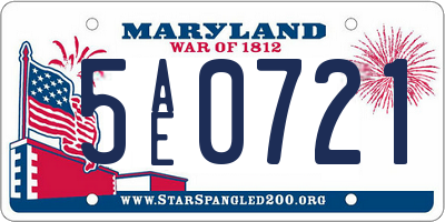 MD license plate 5AE0721