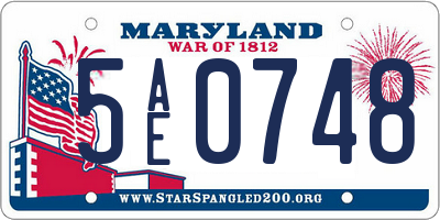 MD license plate 5AE0748
