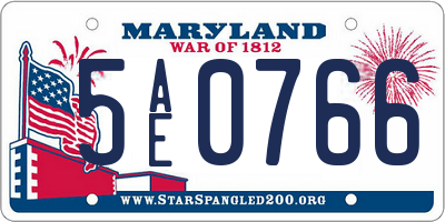 MD license plate 5AE0766