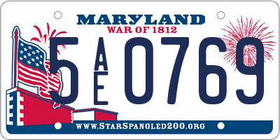 MD license plate 5AE0769