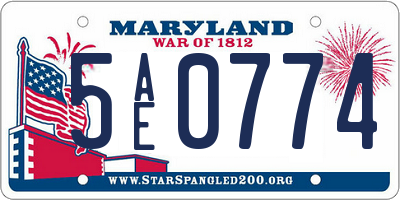 MD license plate 5AE0774
