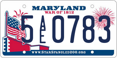 MD license plate 5AE0783
