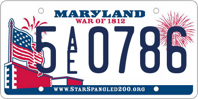 MD license plate 5AE0786