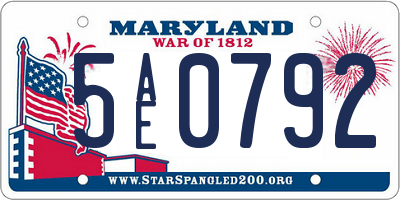 MD license plate 5AE0792