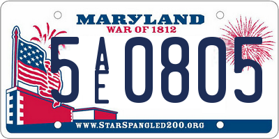 MD license plate 5AE0805