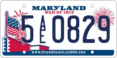 MD license plate 5AE0829