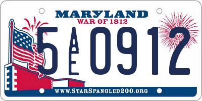 MD license plate 5AE0912