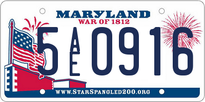 MD license plate 5AE0916