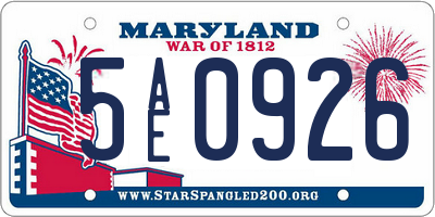 MD license plate 5AE0926