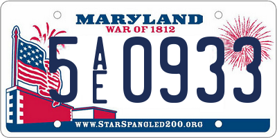 MD license plate 5AE0933