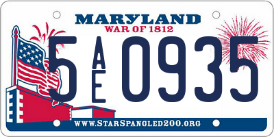 MD license plate 5AE0935