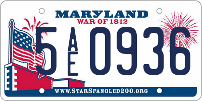 MD license plate 5AE0936