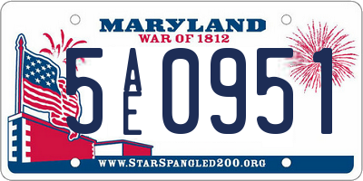 MD license plate 5AE0951