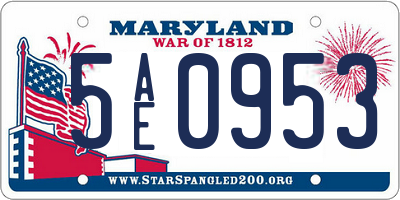 MD license plate 5AE0953