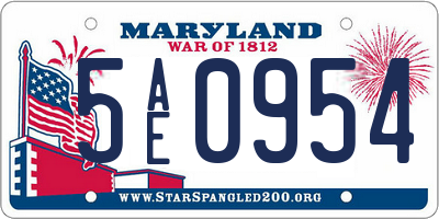 MD license plate 5AE0954