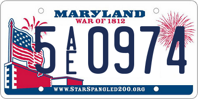 MD license plate 5AE0974