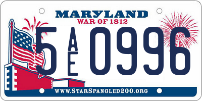 MD license plate 5AE0996