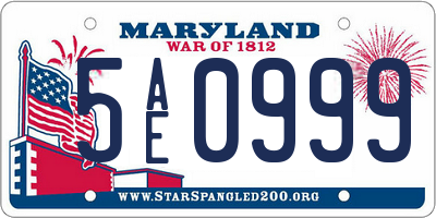 MD license plate 5AE0999