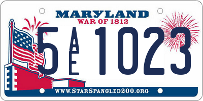 MD license plate 5AE1023