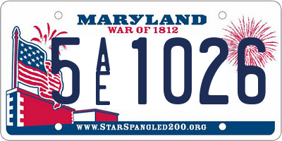 MD license plate 5AE1026