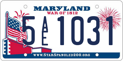 MD license plate 5AE1031