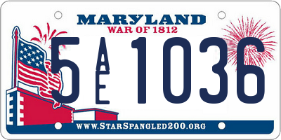 MD license plate 5AE1036