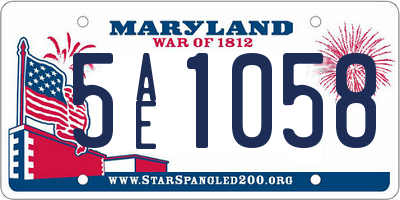 MD license plate 5AE1058