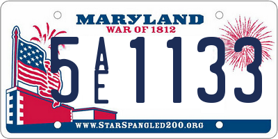 MD license plate 5AE1133