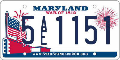 MD license plate 5AE1151