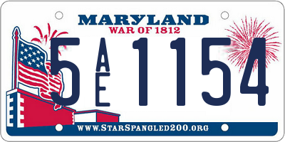 MD license plate 5AE1154