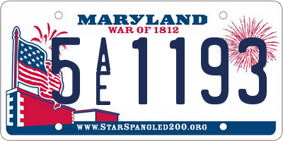 MD license plate 5AE1193