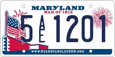 MD license plate 5AE1201