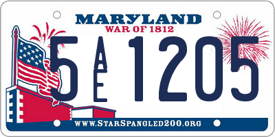 MD license plate 5AE1205