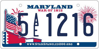 MD license plate 5AE1216