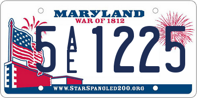 MD license plate 5AE1225