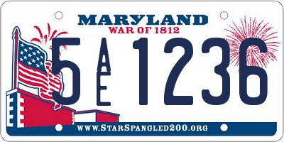 MD license plate 5AE1236