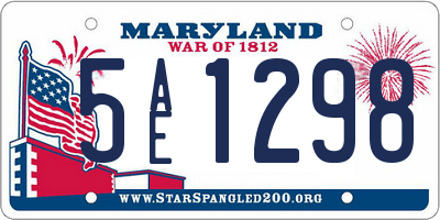 MD license plate 5AE1298