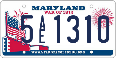 MD license plate 5AE1310