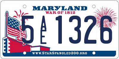 MD license plate 5AE1326
