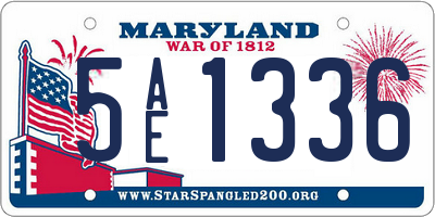 MD license plate 5AE1336