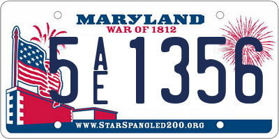 MD license plate 5AE1356