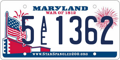 MD license plate 5AE1362