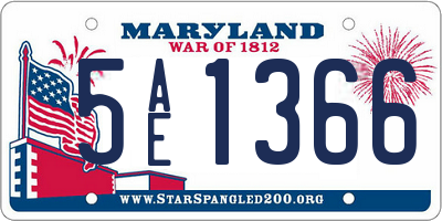 MD license plate 5AE1366
